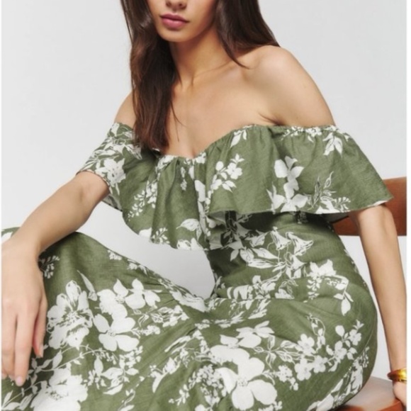 Reformation Baela Floral Midi Dress in Willow 2 NWT - Picture 3 of 13